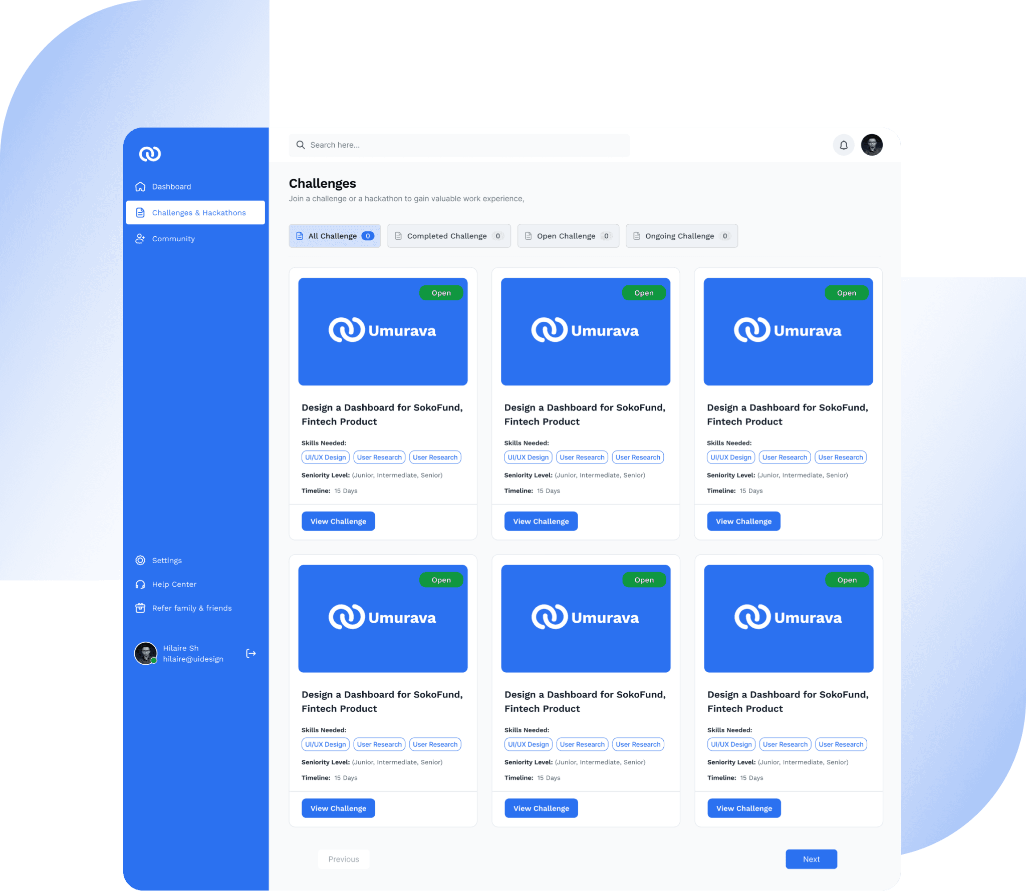 Skills platform interface
